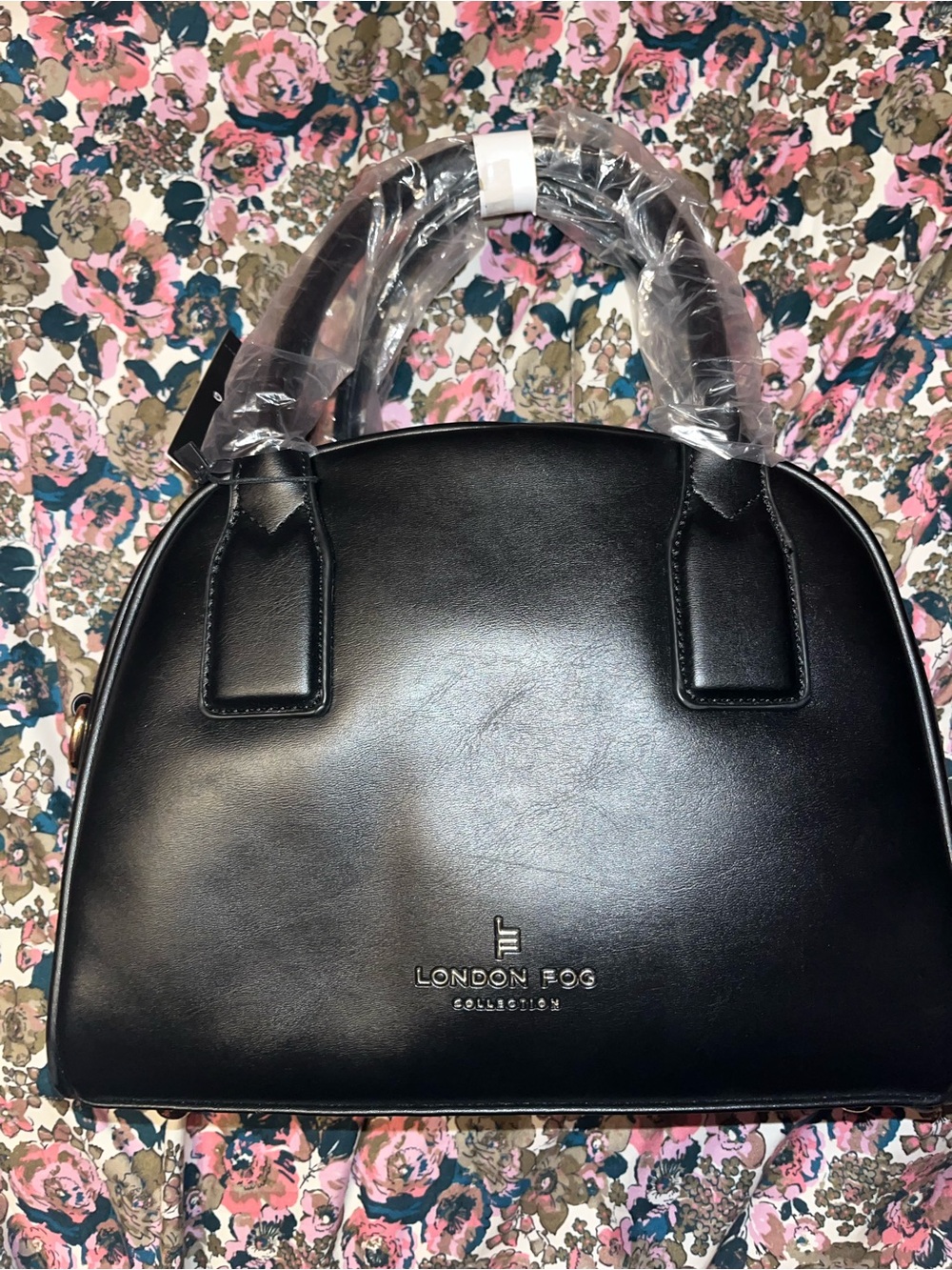 London Fog Black Dome-Style Satchel Handbag